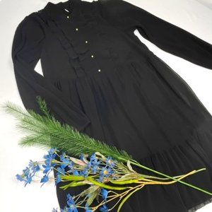 Zara Black Ruffle Long Sleeve Babydoll Dress Sz. XS
